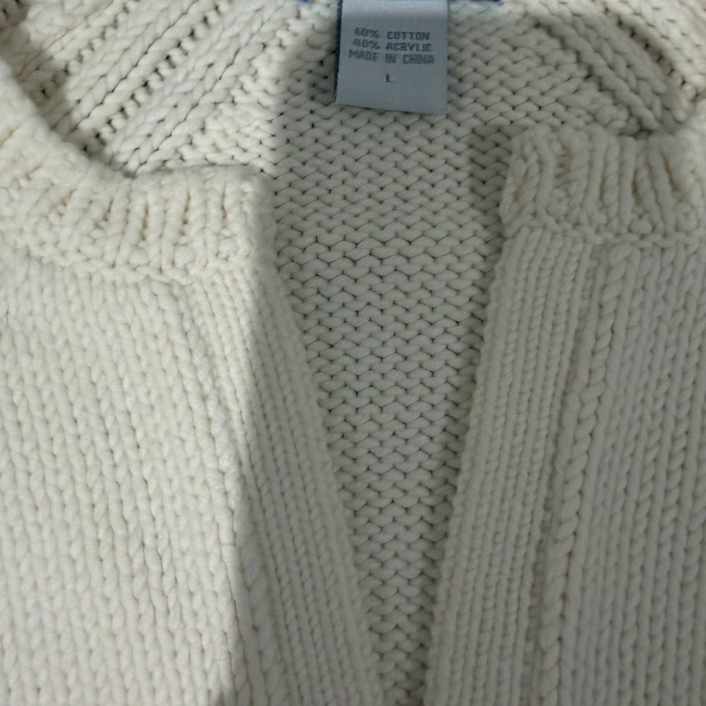 White + Warren Men's Ivory Crewneck Sweater - Picture 3 of 4